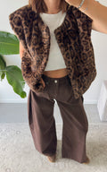 Chaleco Sin Mangas Leopardo Aidae - Marrón