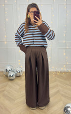 Emalys Striped Cardigan - Blue and Brown