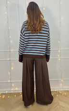 Emalys Striped Cardigan - Blue and Brown