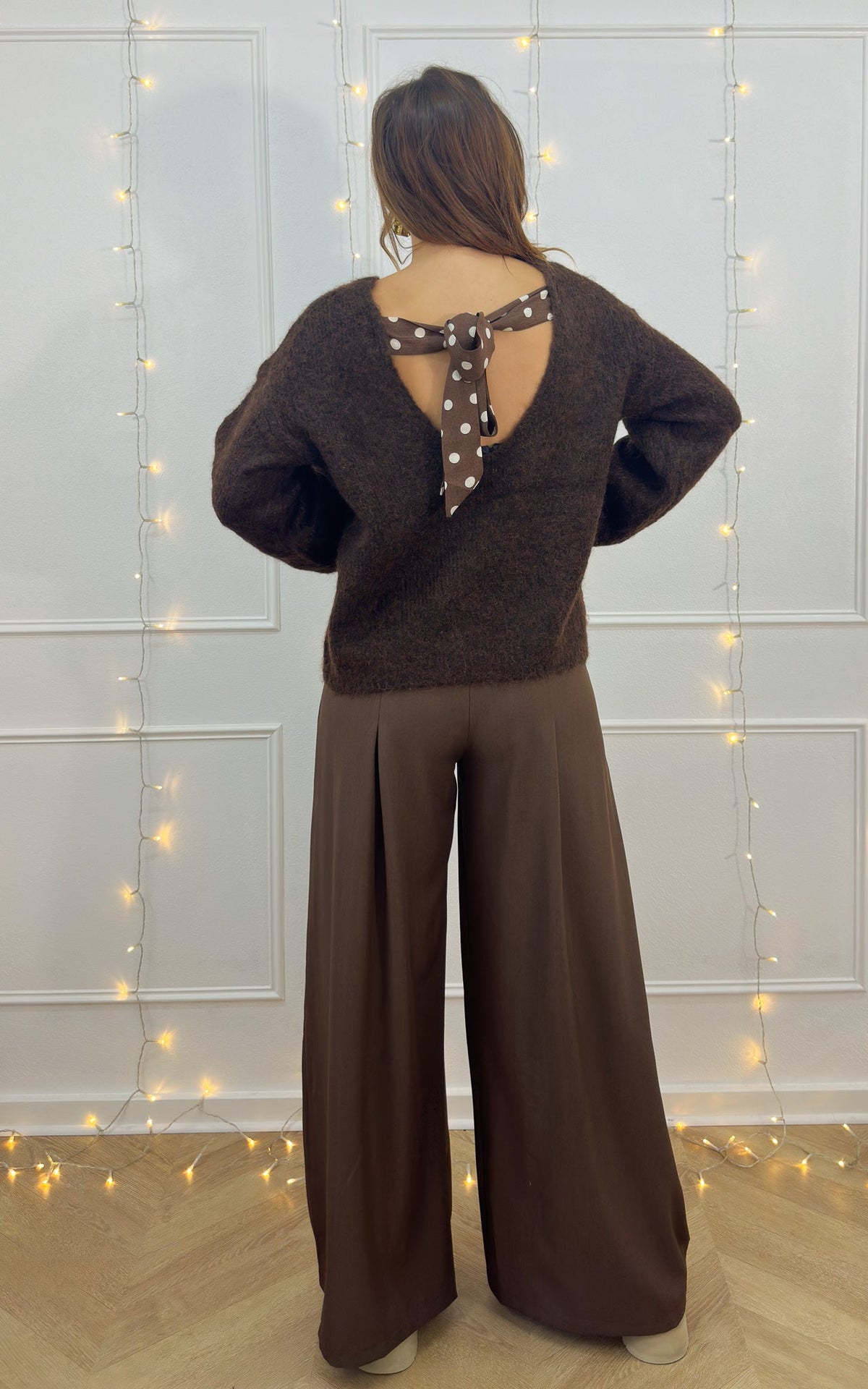 Maglione Schiena Scoperta Con Fiocco Althea - Cioccolato