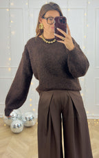 Maglione Schiena Scoperta Con Fiocco Althea - Cioccolato