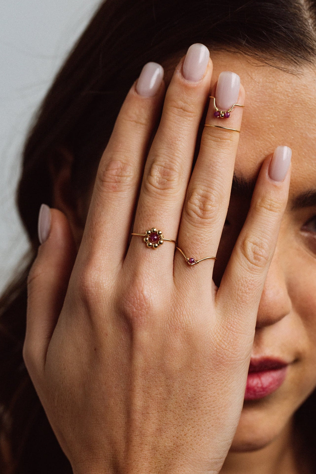 Bague D'Ongle Tissage - Rubis