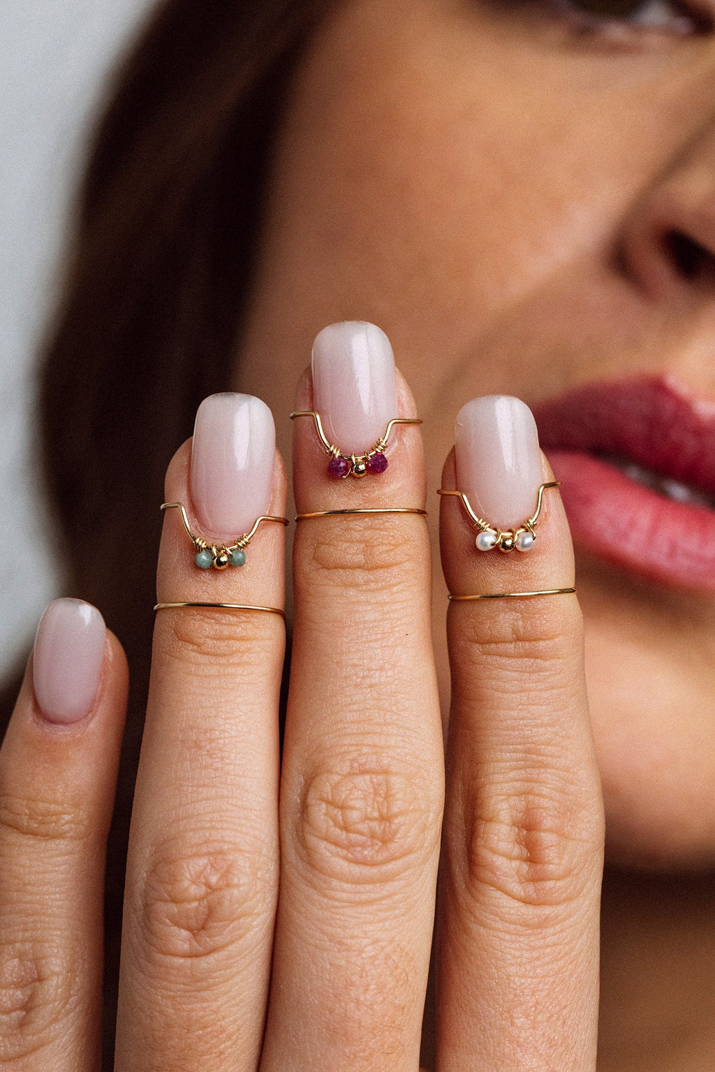 Woven Fingernail Ring - Emerald
