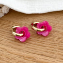 "Flora" fuchsia steel hoop earrings-Earrings-instants-plaisirs-Instants Plaisirs | Jewelry