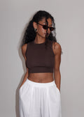 Kurt High-Neck Cropped Tank Top - Brown