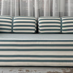 Sofá Cama De Rayas Verdes Y Blancas Vintage