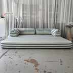 Sofá Cama De Rayas Verdes Y Blancas Vintage