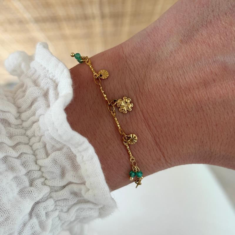 Bracelet "Trèfle" vert acier-Bracelet-Instants Plaisirs | Bijoux-Instants Plaisirs | Bijoux