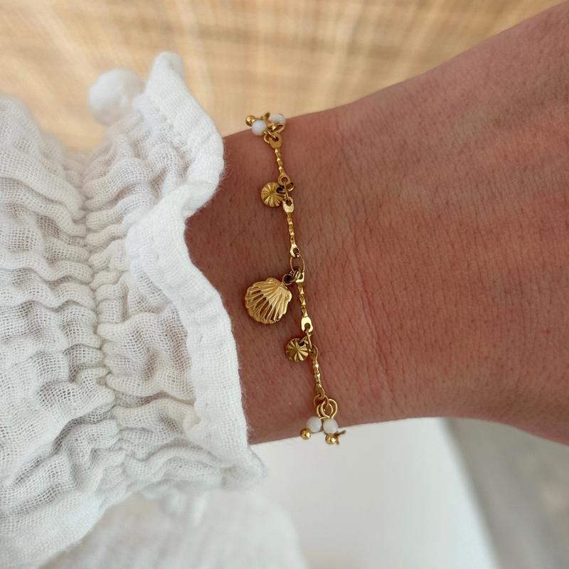 Pulsera "Shell" de acero blanco-Pulsera-Instants Plaisirs | Joyas-Placeres instantáneos | Joyas