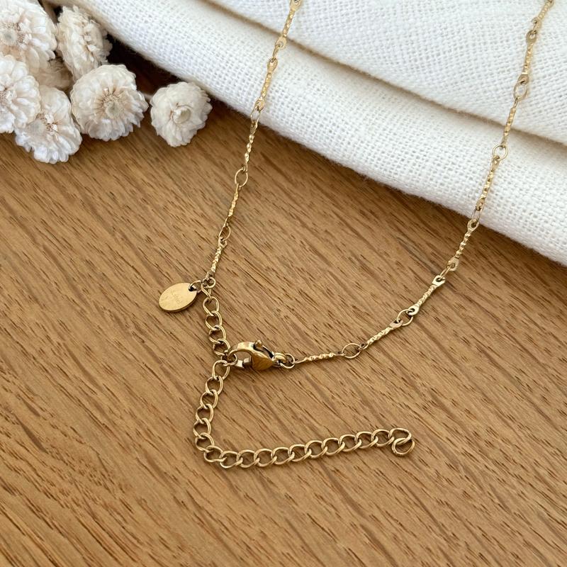 Collier "Trèfle" vert acier-Colliers-Instants Plaisirs • Bijoux-Instants Plaisirs | Bijoux