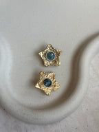 Boucles D’Oreilles Vintage Étoiles Strass Bleus