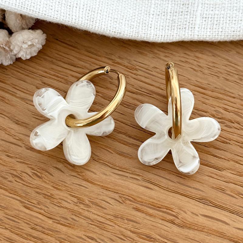 Créoles "Maria" écru acier-Boucles d'oreilles-instants-plaisirs-Instants Plaisirs | Bijoux