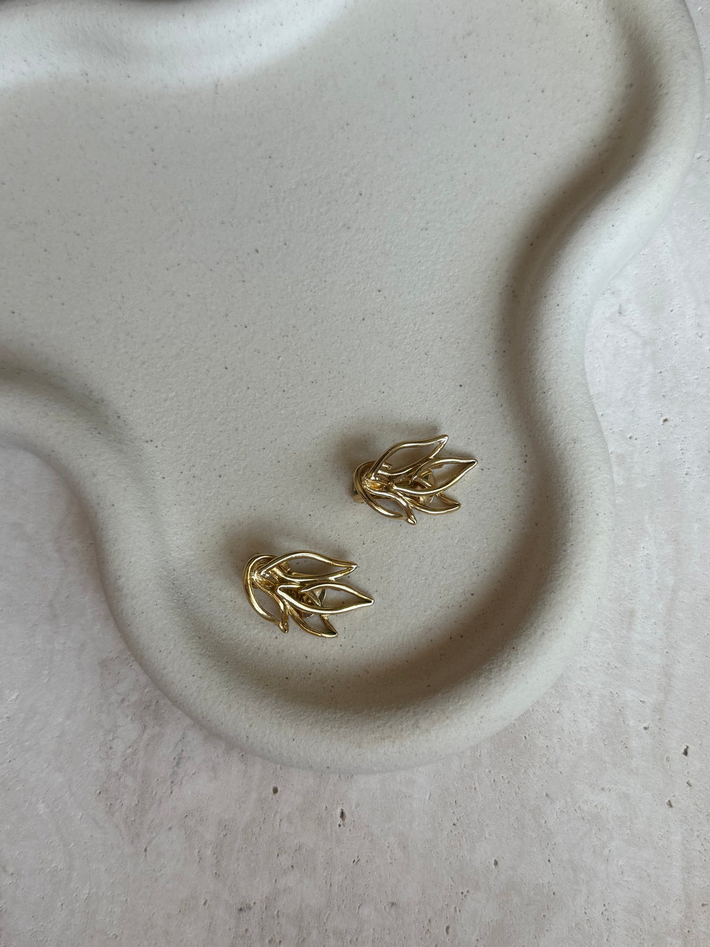 Vintage Orena Gold-Tone Leaf Earrings
