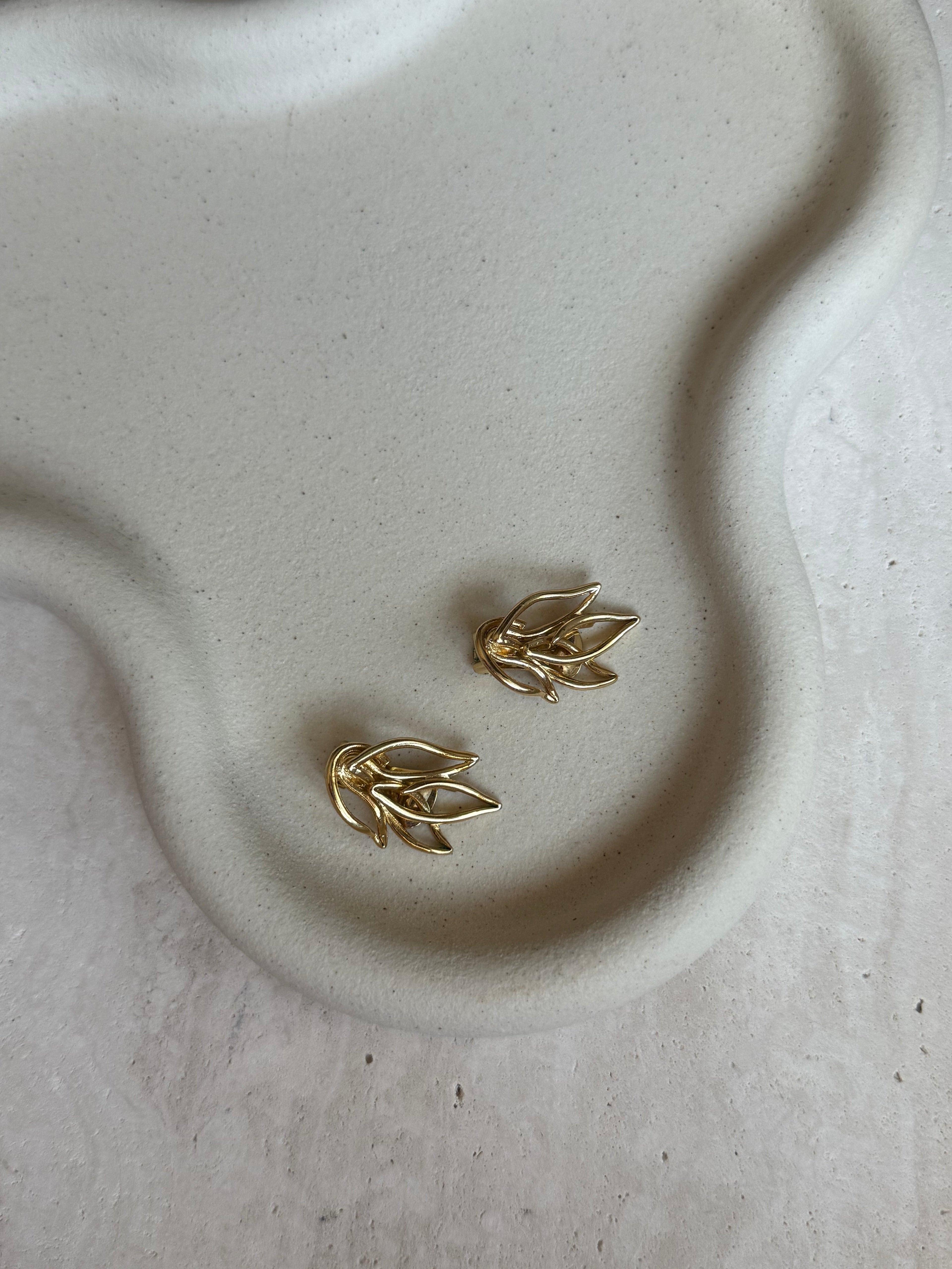 Vintage Orena Gold-Tone Leaf Earrings