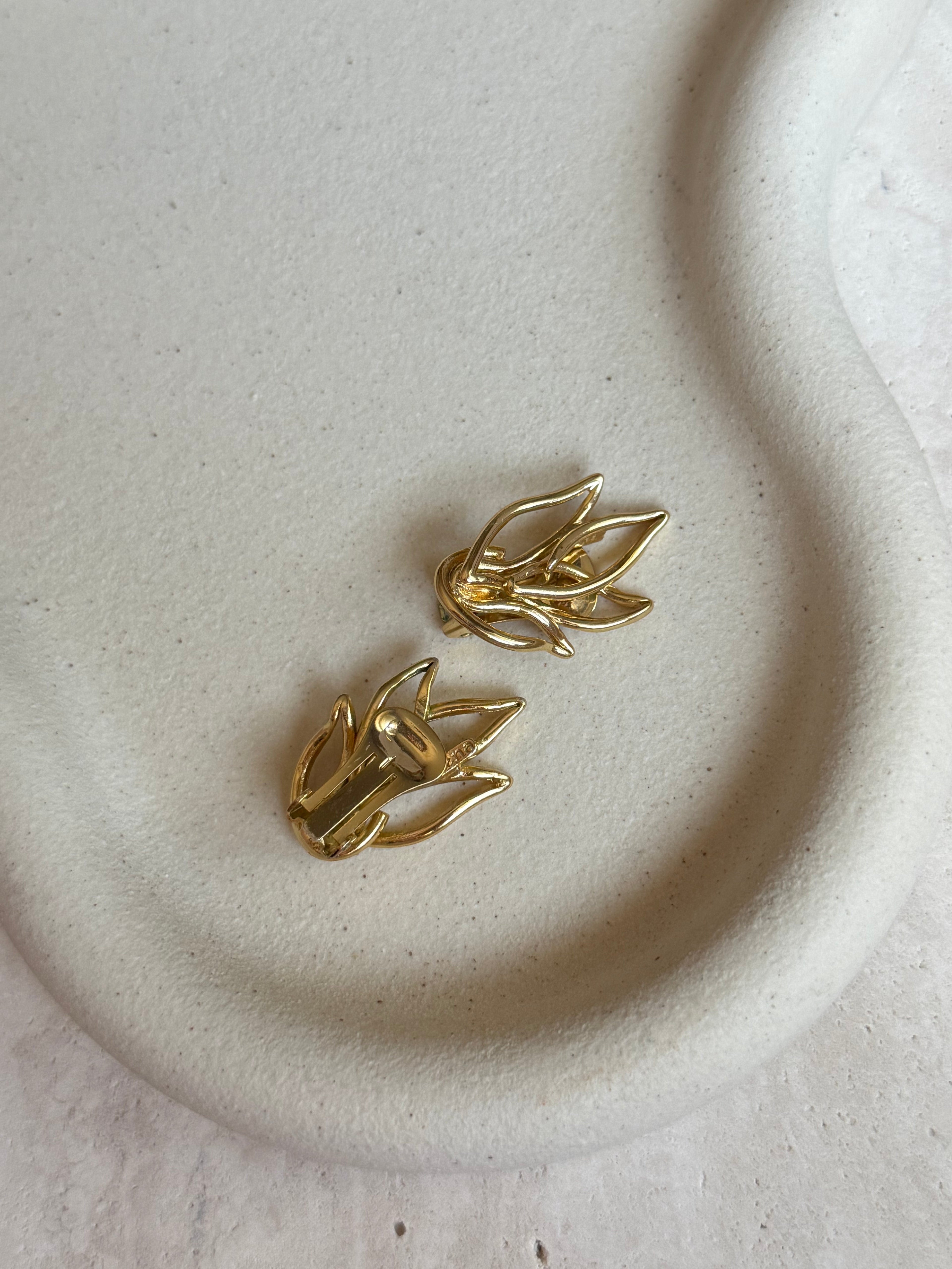 Vintage Orena Gold-Tone Leaf Earrings