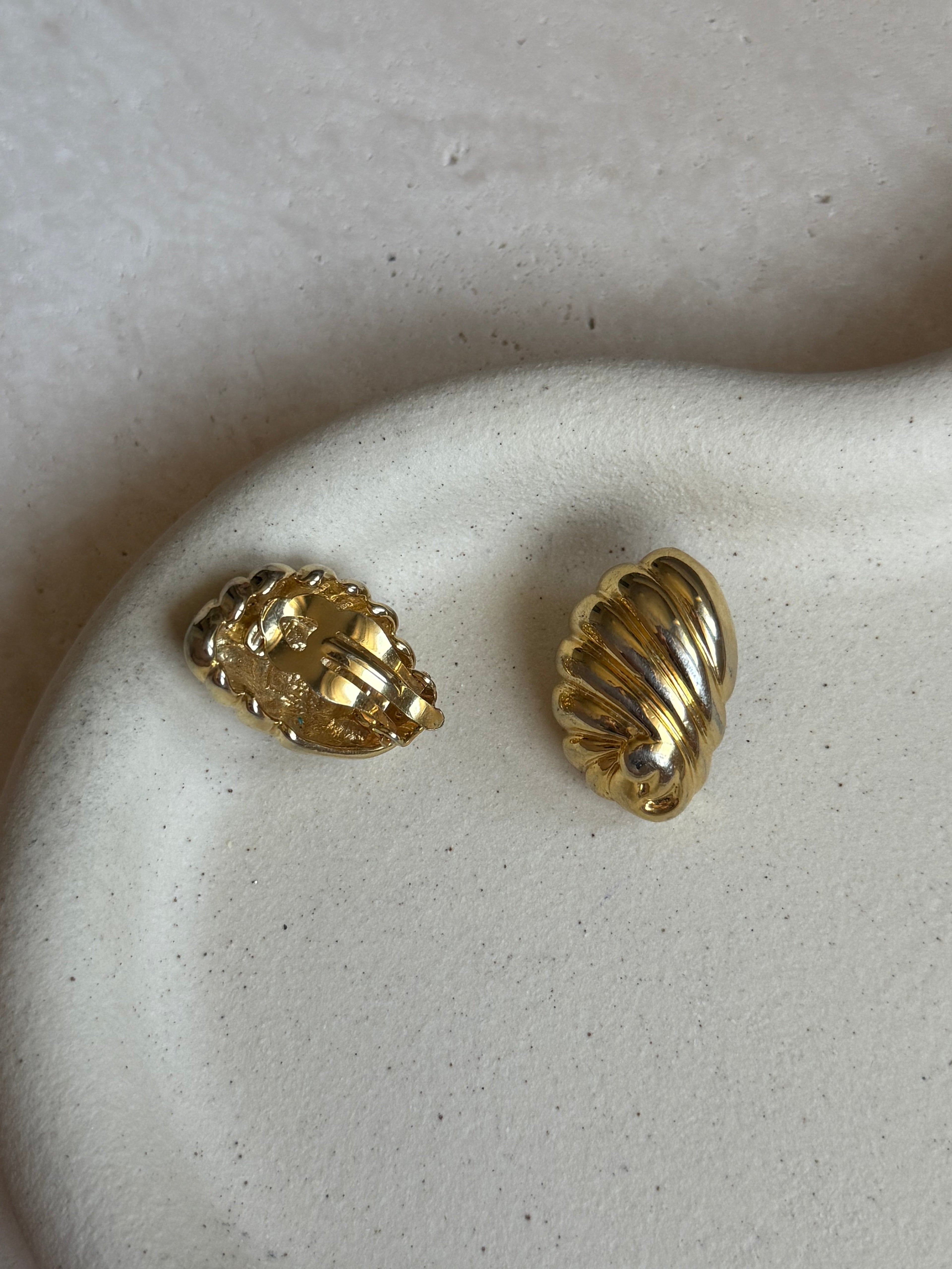 Boucles D’Oreilles Vintage Escargots Dorés