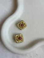 Boucles D’Oreilles Vintage Carrées Terracotta