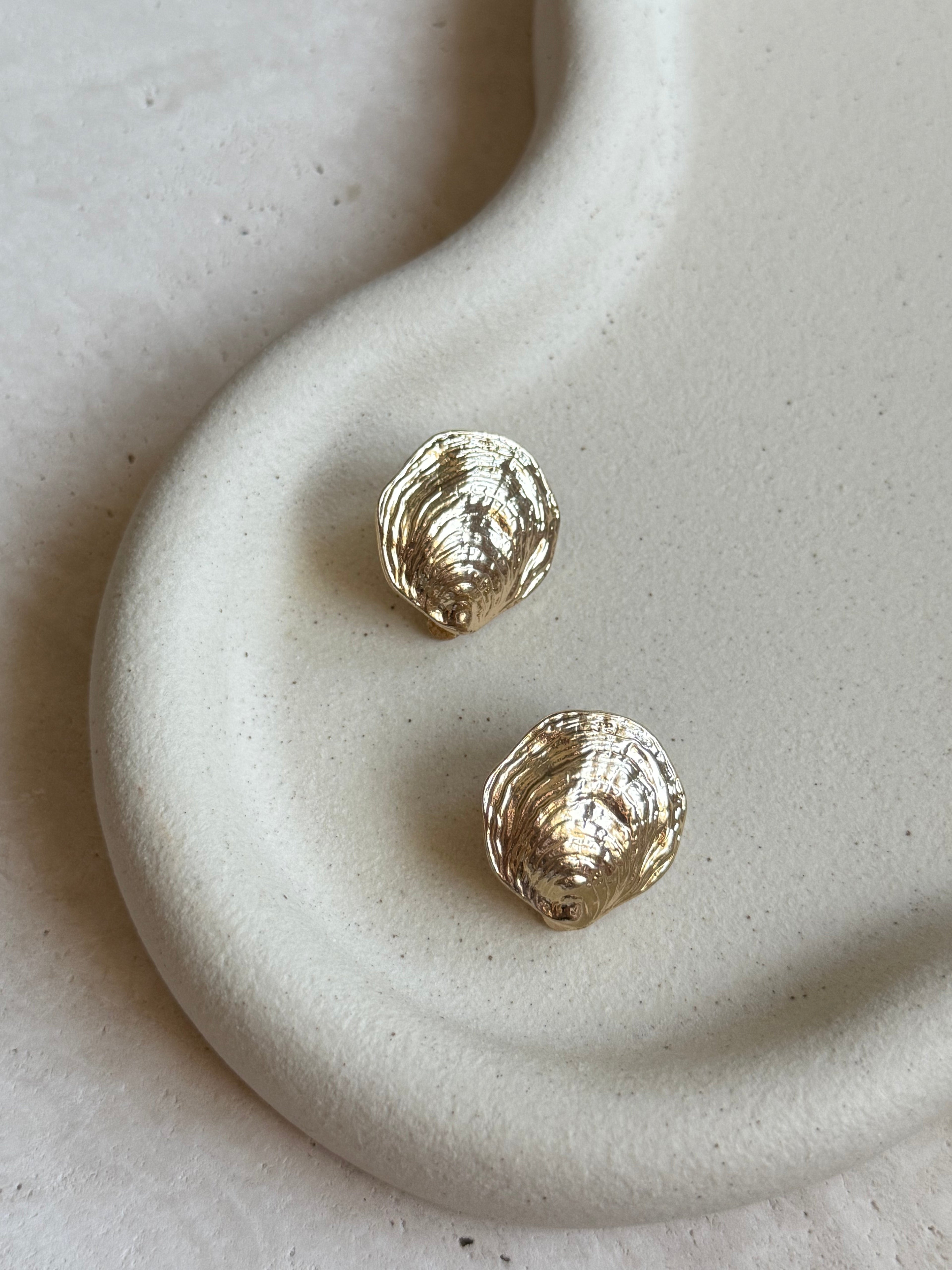 Boucles D’Oreilles Vintage Coquillages Dorés