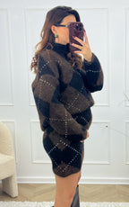 Isoria Knitted Skirt - Chocolate and Black