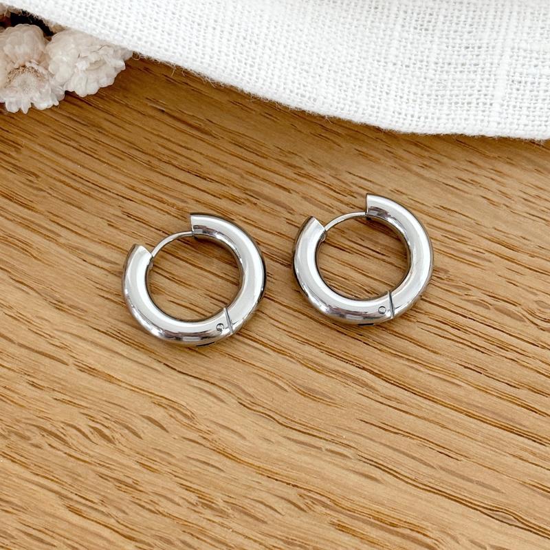 “Stelo” hoop earrings in silver steel-Earrings-instants-plaisirs-Instants Plaisirs | Jewelry