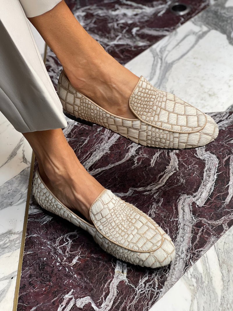 Mocasines Croco Blanco - Lachoix