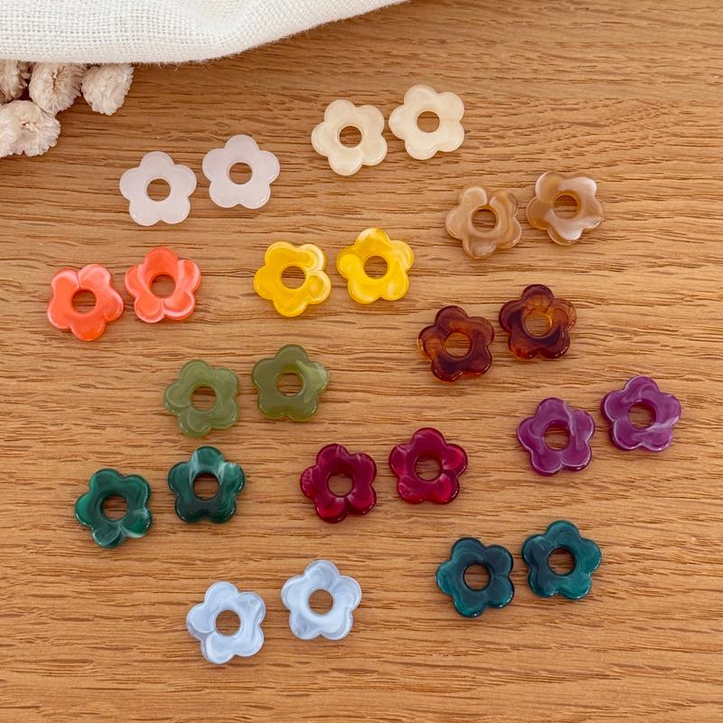 “Mini Flora” acetate flowers-Earrings-instants-plaisirs-White-Instants Plaisirs | Jewelry