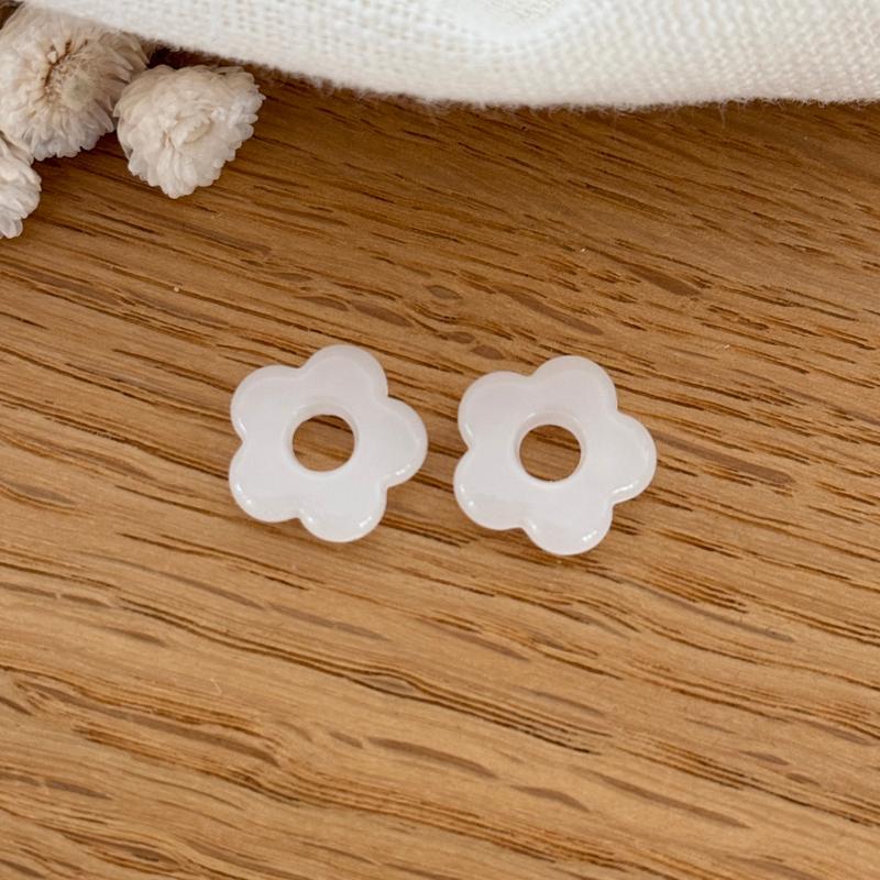 “Mini Flora” acetate flowers-Earrings-instants-plaisirs-White-Instants Plaisirs | Jewelry