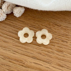 “Mini Flora” acetate flowers-Earrings-instants-plaisirs-Beige-Instants Plaisirs | Jewelry