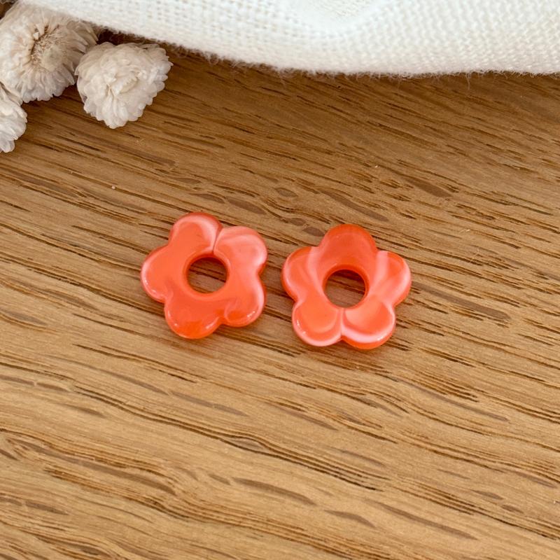 “Mini Flora” acetate flowers-Earrings-instants-plaisirs-Neon orange-Instants Plaisirs | Jewelry