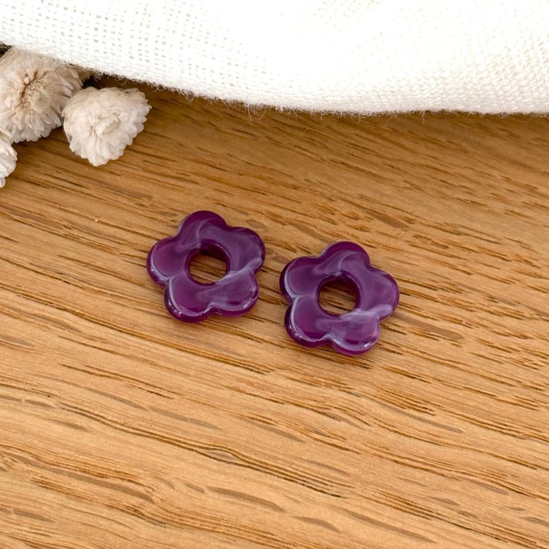 “Mini Flora” acetate flowers-Earrings-instants-plaisirs-Violet-Instants Plaisirs | Jewelry