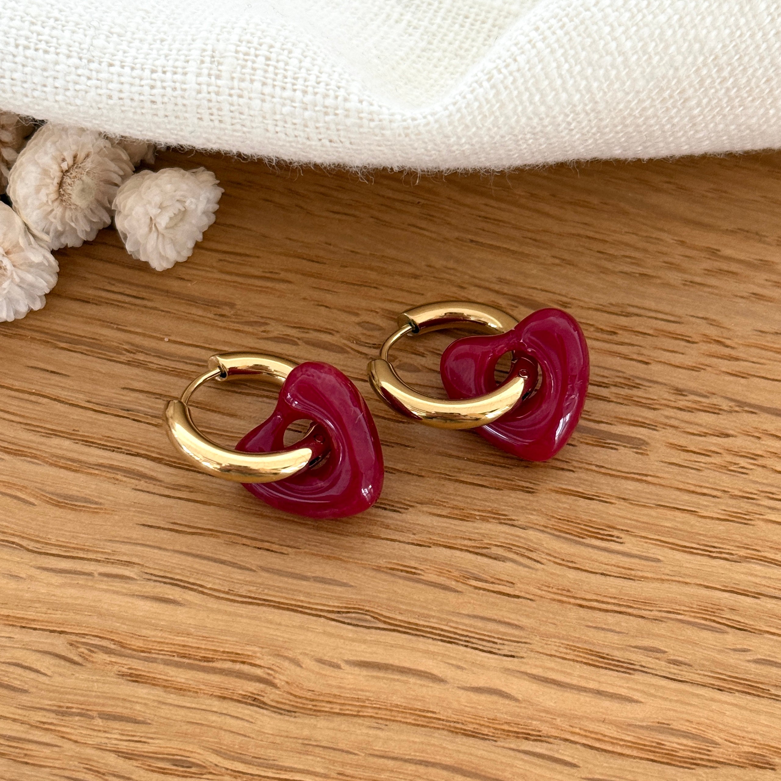 “Lovo” Cherry Steel Hoop Earrings