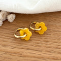 “Mini Flora” Steel Yellow Hoop Earrings