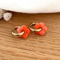 "Mini Flora" Hoop Earrings Fluo Orange Steel