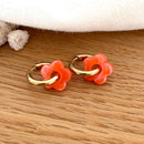 "Mini Flora" Hoop Earrings Fluo Orange Steel