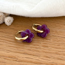 “Mini Flora” Hoop Earrings Steel Purple