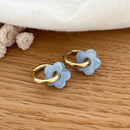“Mini Flora” Steel Sky Blue Hoop Earrings