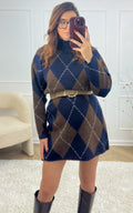 Vestido Jersey Maelio - Marino y Chocolate