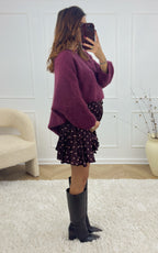 Serenais Polka-dot Skirt - Burgundy
