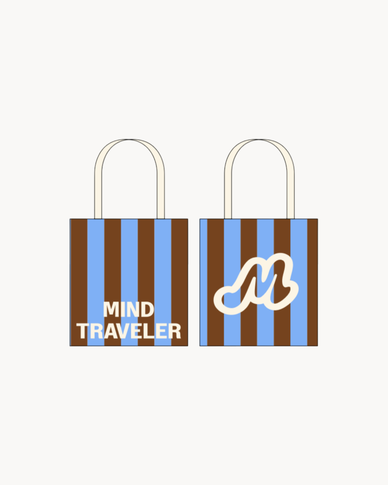 Tote Bag Mind Traveler Bleu Et Marron