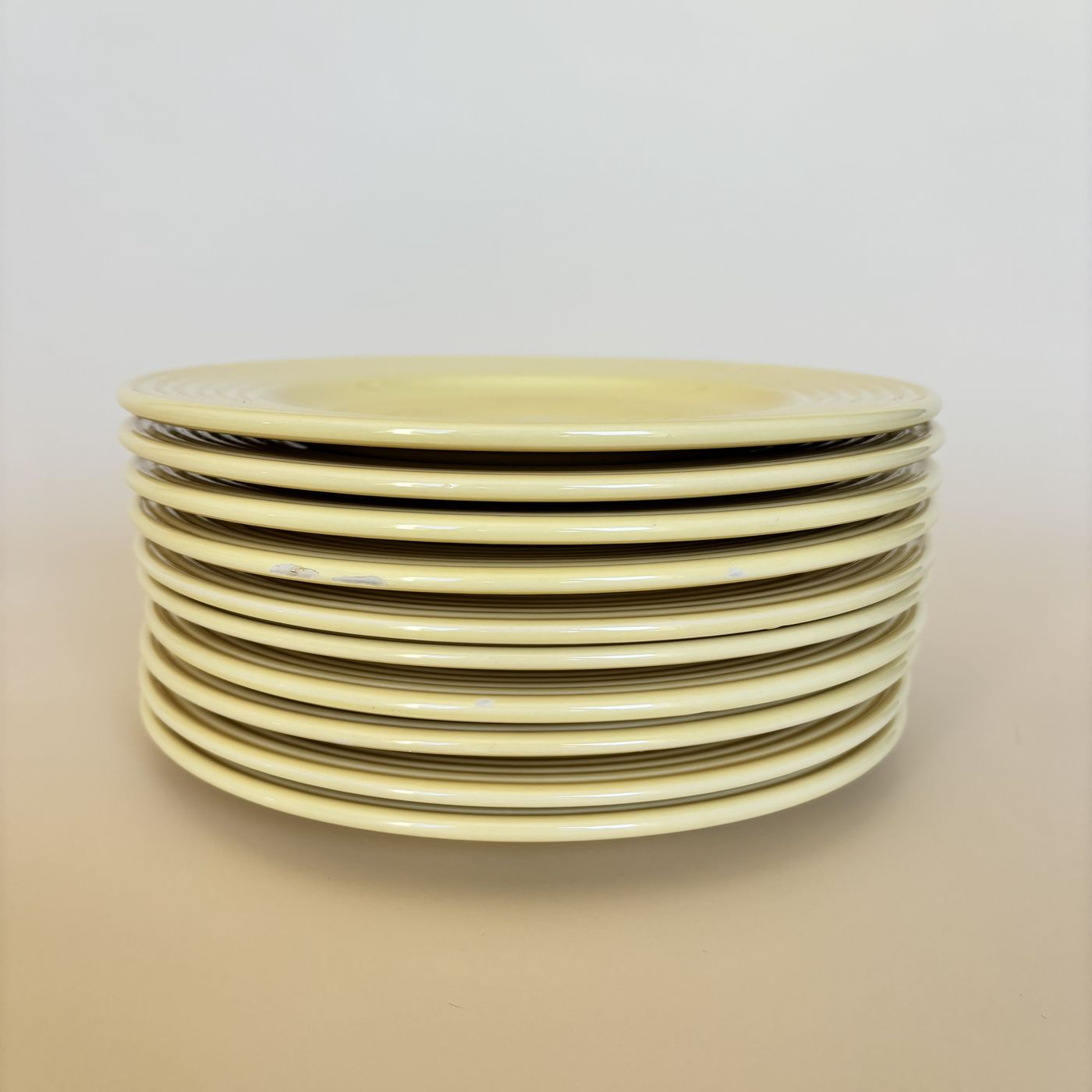 Lote De 9 Platos De Postre Amarillos Vintage
