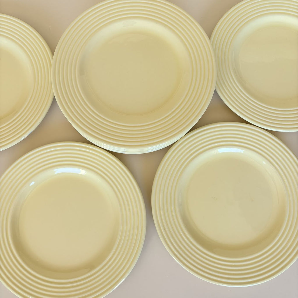 Lote De 9 Platos De Postre Amarillos Vintage