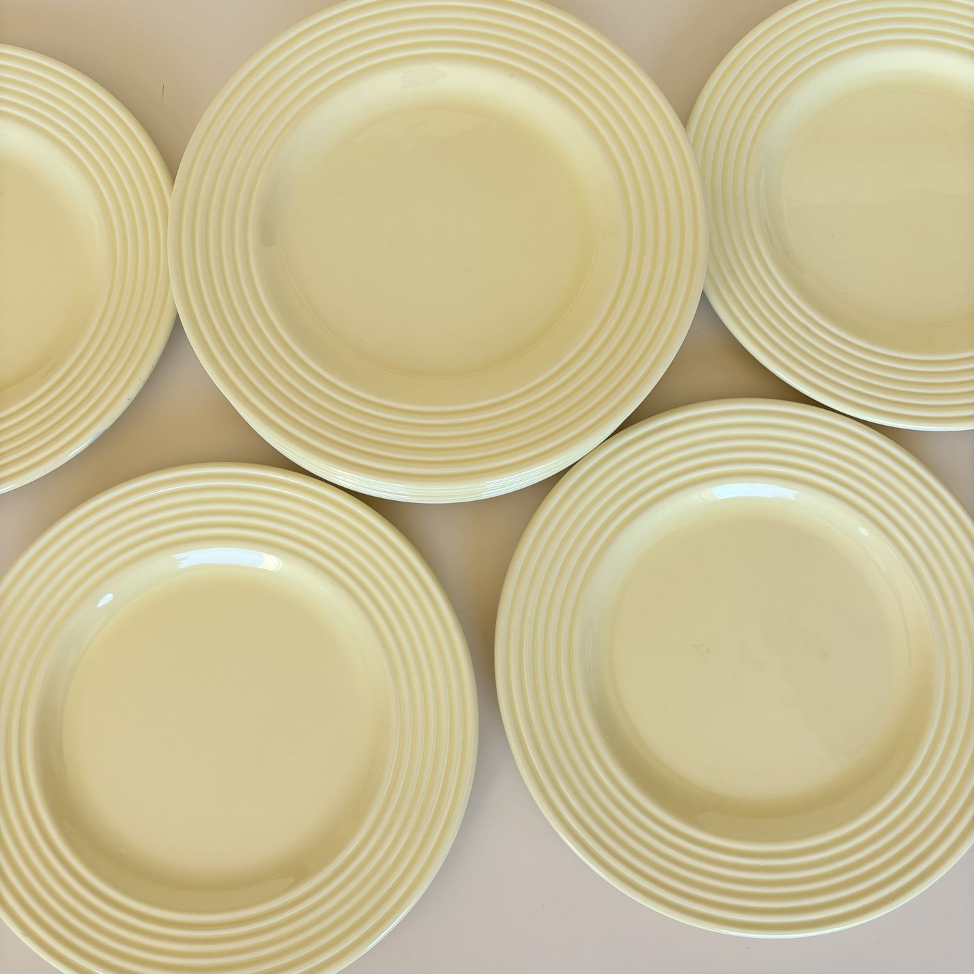 Lote De 9 Platos De Postre Amarillos Vintage