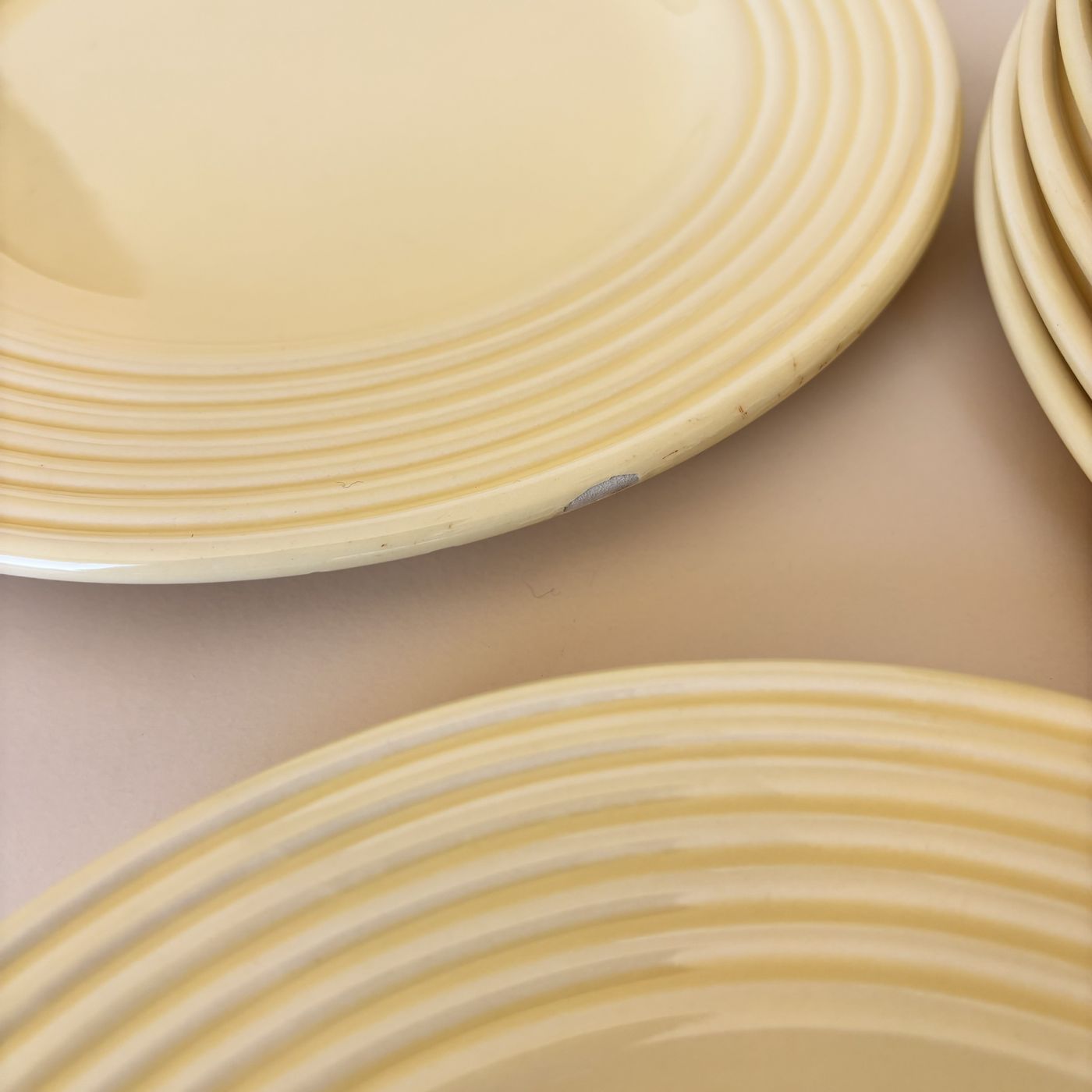 Lote De 9 Platos De Postre Amarillos Vintage