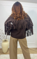 Cardigan Con Frange Leory - Cioccolato