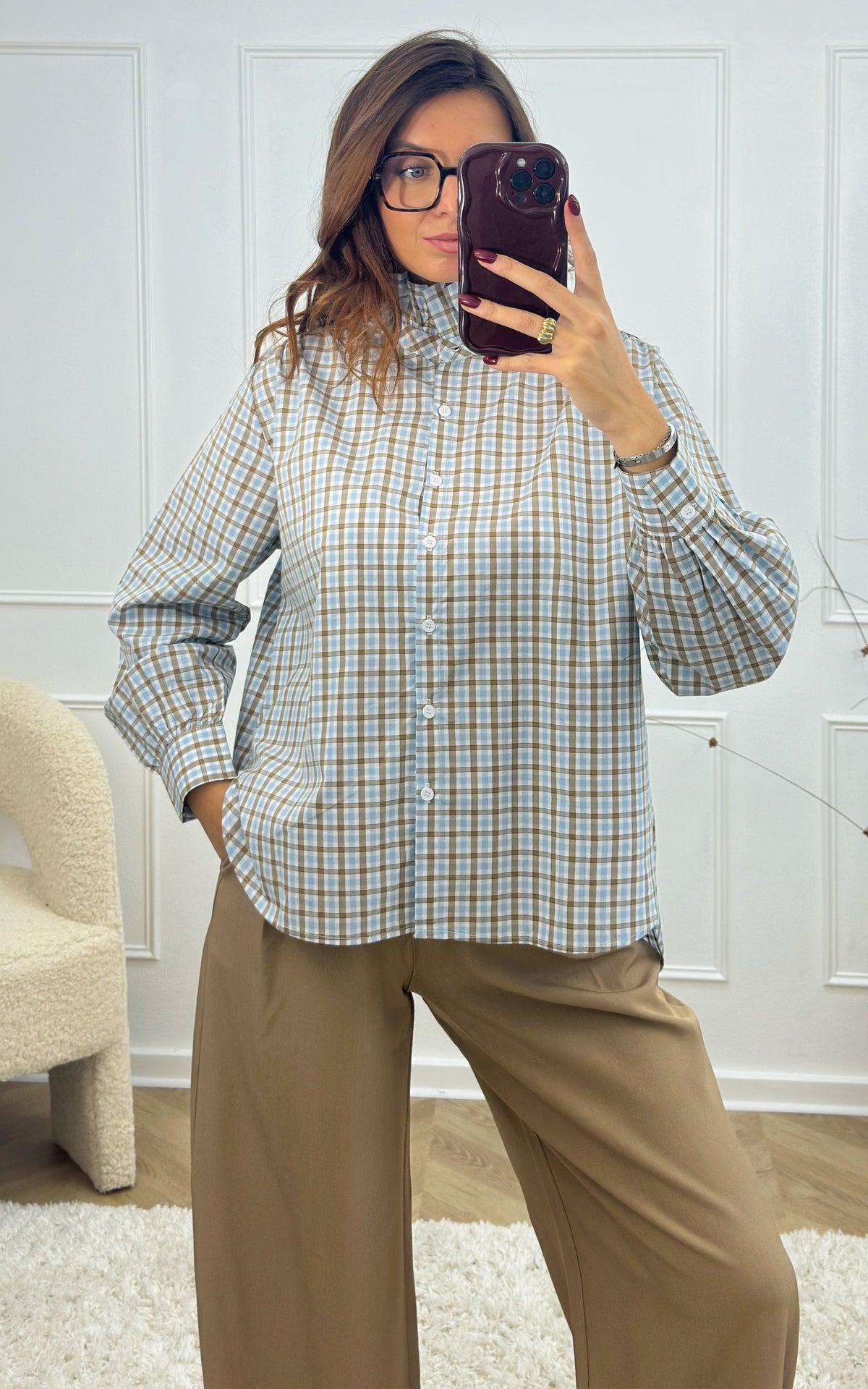 Eliohn Check Shirt - Blue and Beige