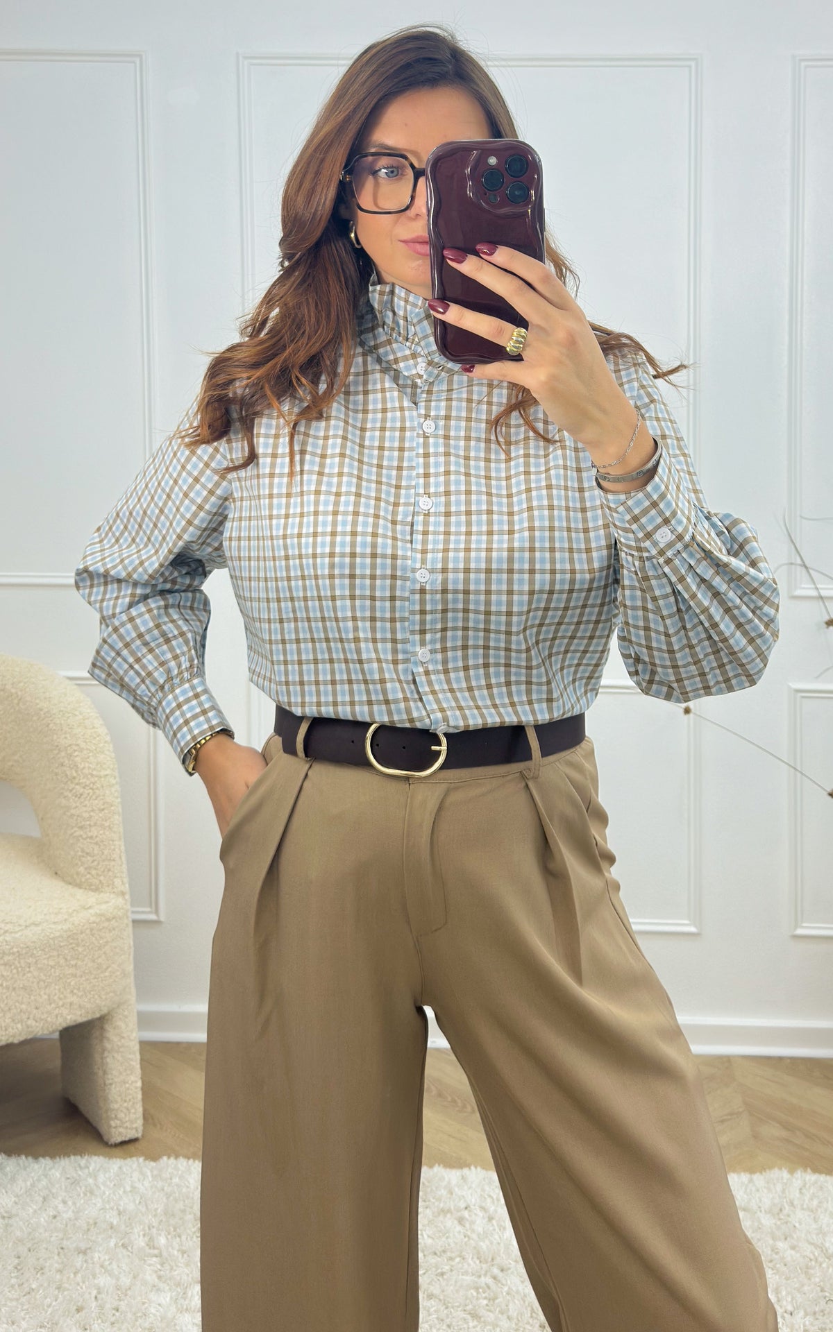 Eliohn Check Shirt - Blue and Beige