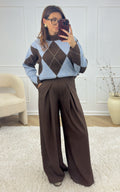 Arie Check Jumper - Blue and Chocolate