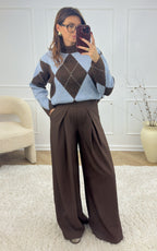 Arie Check Jumper - Blue and Chocolate