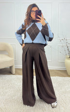 Arie Check Jumper - Blue and Chocolate