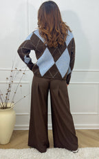 Arie Check Jumper - Blue and Chocolate